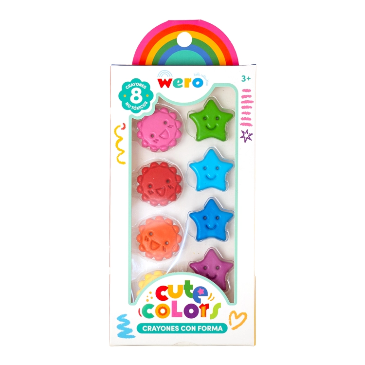 Lapices Crayones Wero Cute Colors con Formas x 8 Art.WE4195